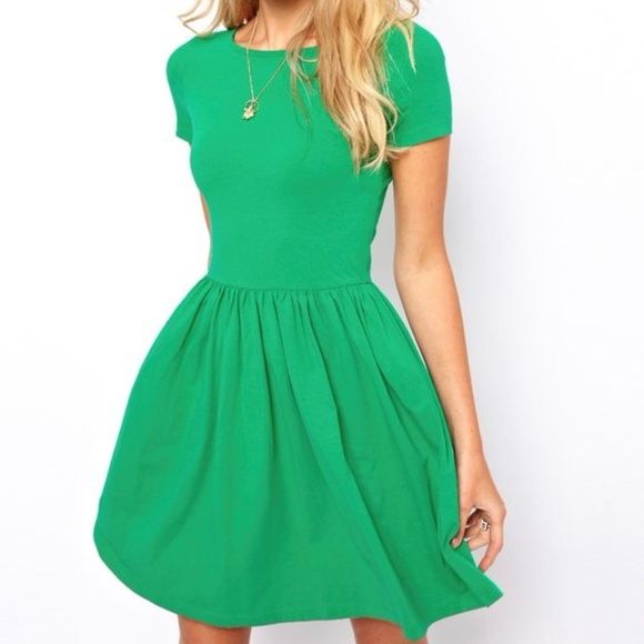 ASOS Dresses & Skirts - ASOS Green Fit & Flare Skater Dress Short Sleeve 6